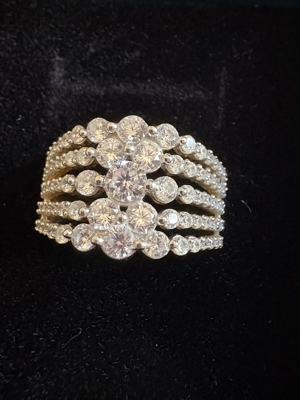 Multi-Row Cubic Zirconia Cluster Band - Silver